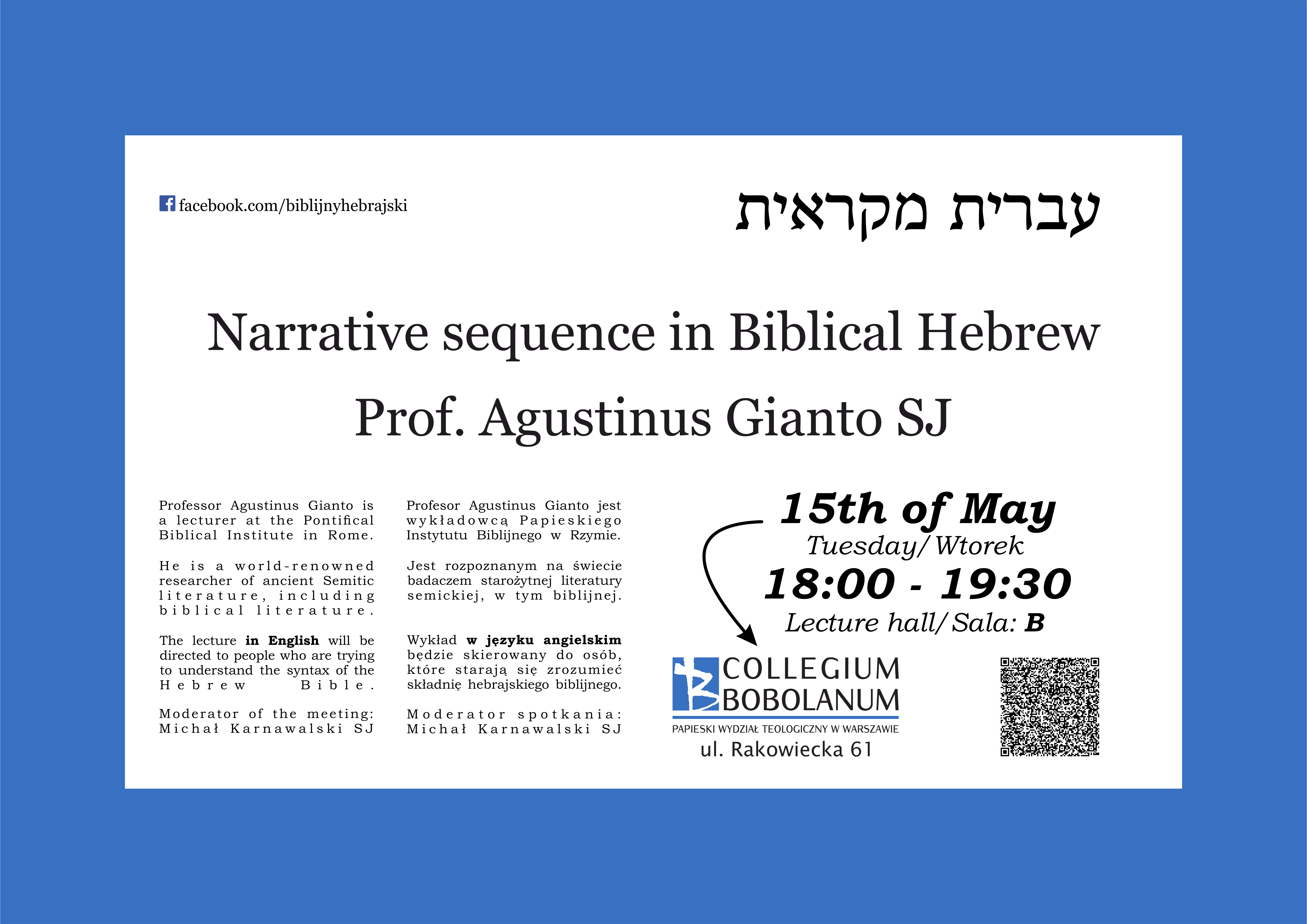 Narrative sequence in Biblical Hebrew - prof. Augustinus Gianto SJ